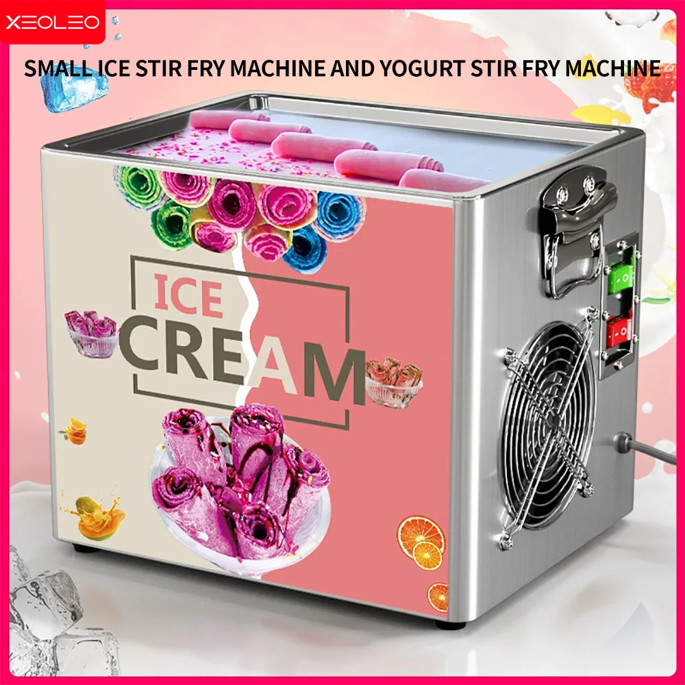 

XEOLEO Small Fried Ice Cream Roll Machine 330W Electric Fried Yogurt Ice Cream Machine Fried Ice Machine With 2 Shovel