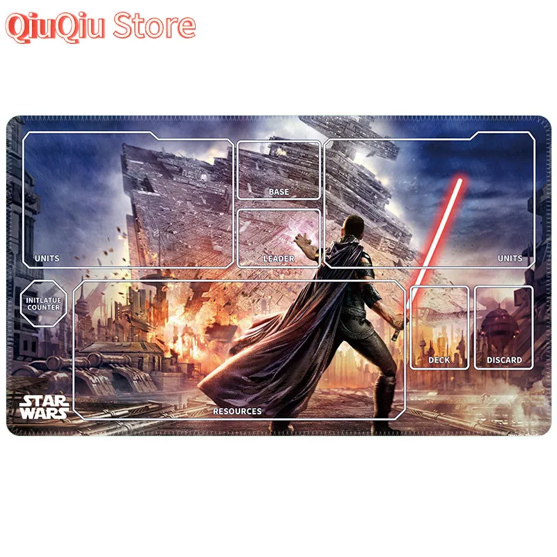 60x35x0,2cm Star WarsUnlimited TCG DIY Zubehör SPIEL Karte PlayMat Overlock Black Warrior Mandalorianer Sammlung Geschenk Spielzeug