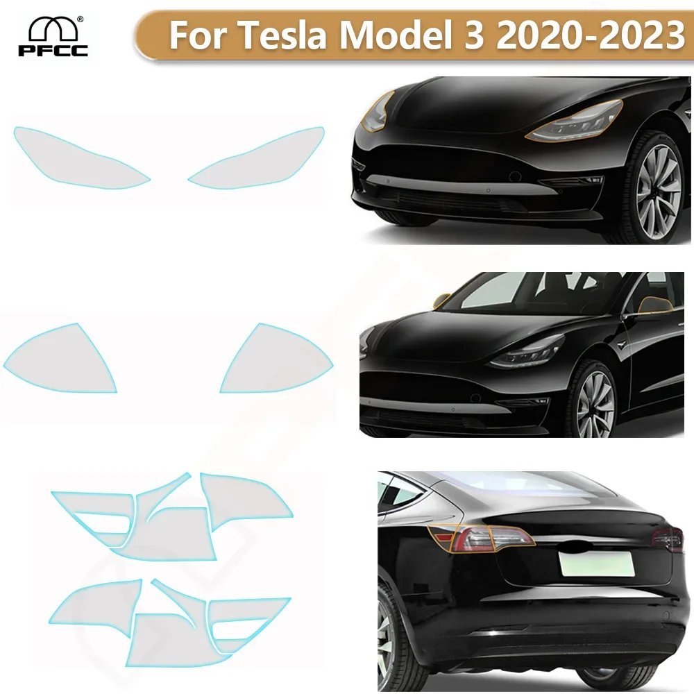 

For Tesla Model 3 2020-2023 Car Headlight Rearview Taillight TPU Paint Protection Film Clear Bra Pre-cut PPF Anti Scratch Cover