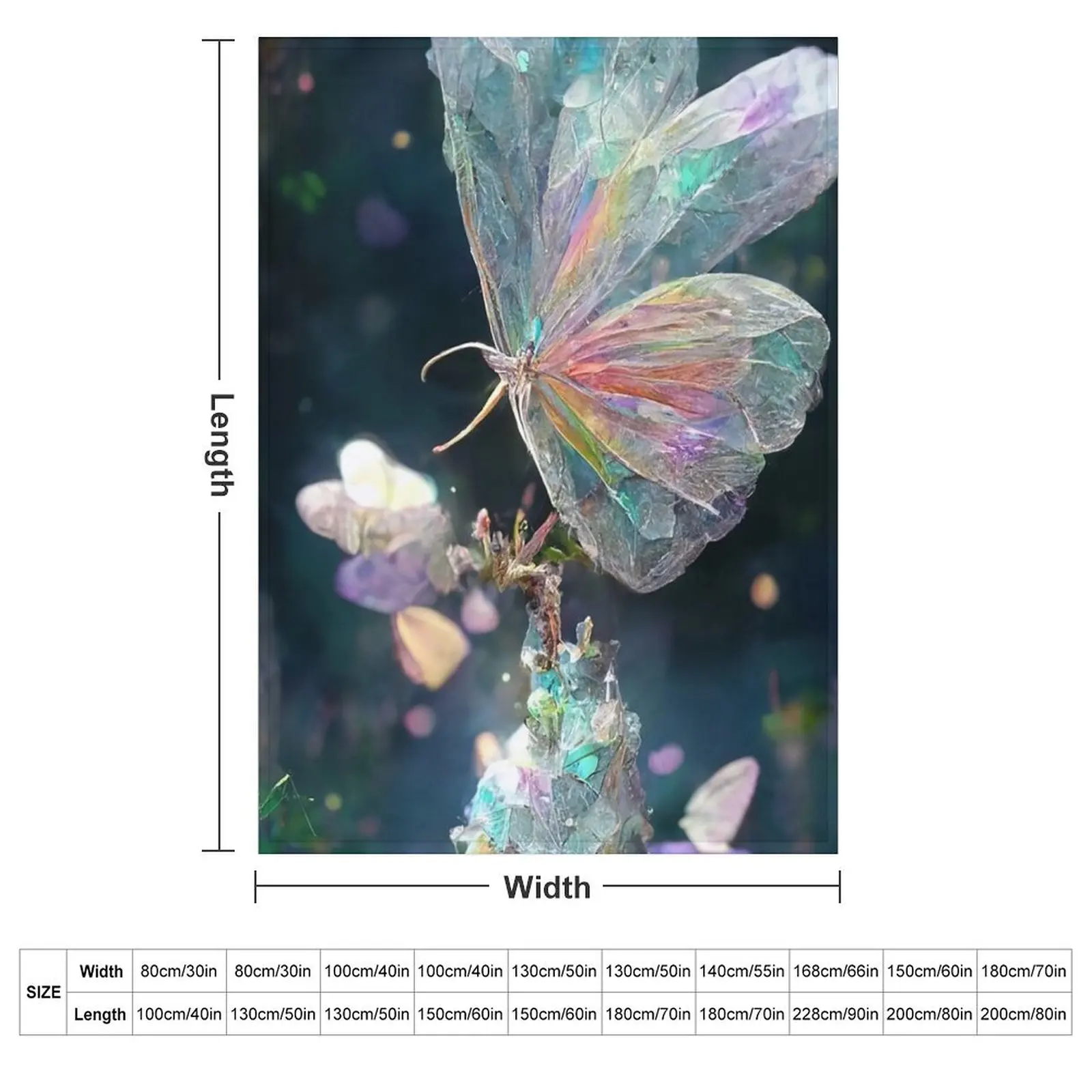 Rainbow Crystal Butterfly Lover Room Decor Rainbow Waterfall Abstract Art Print Throw Blanket Softest Large Blankets