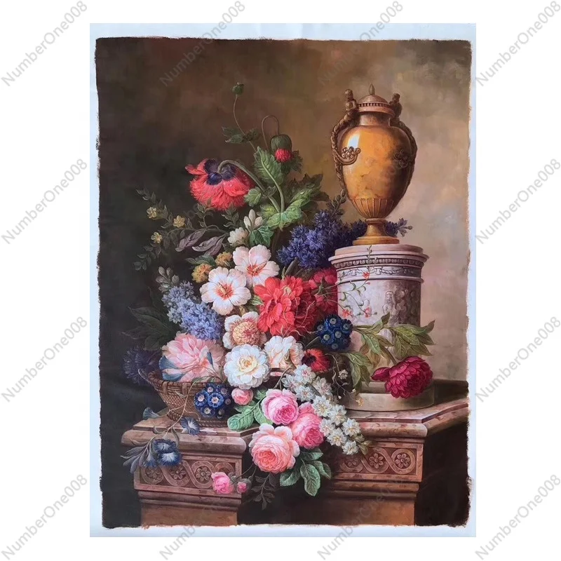 

Home Decoration Custom Handmade Classical Art Beautiful Flower Oil Painting on Canvas