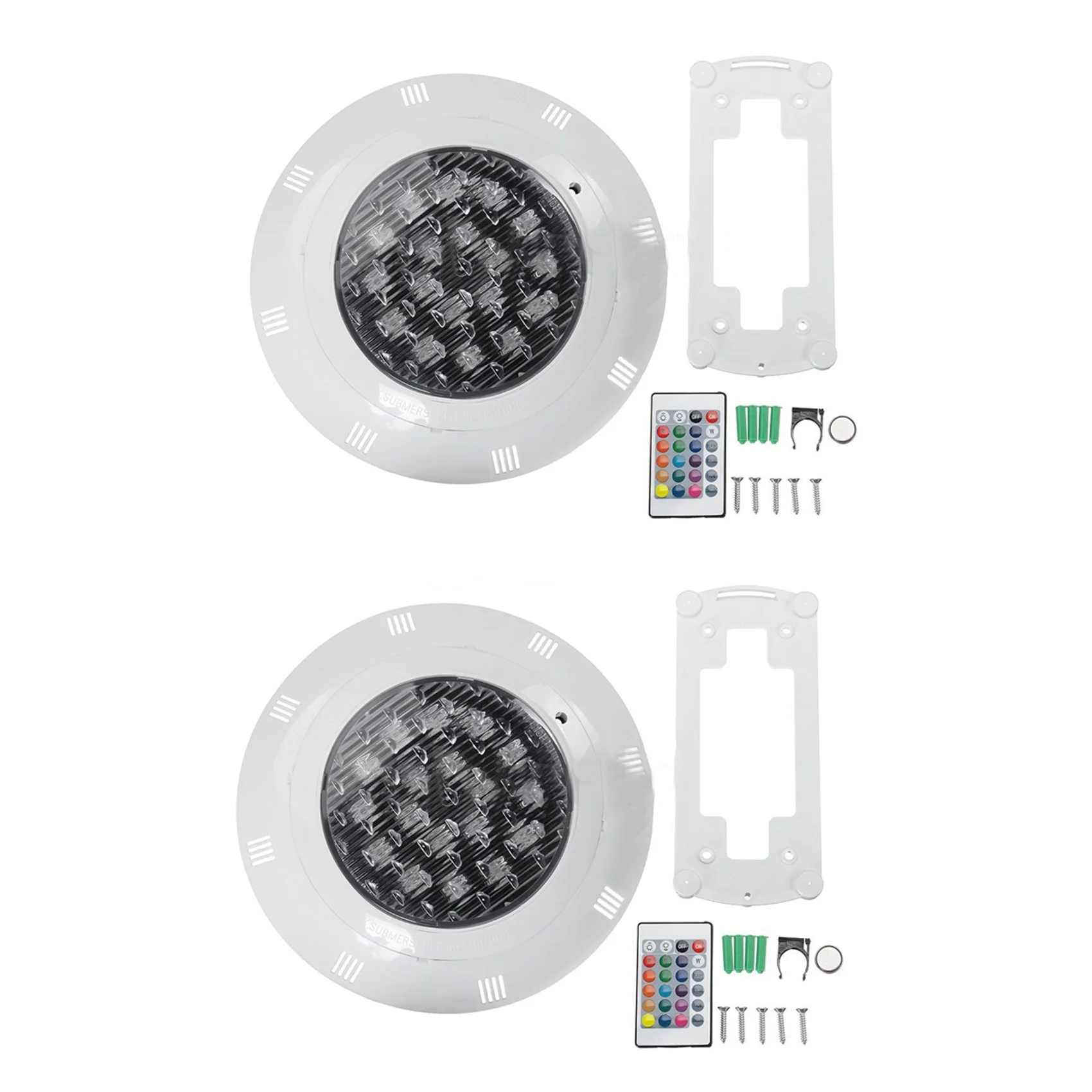 2X 7 Colors 24V 18W LED RGB Underwater Swimming Pool Bright Light /Remote Control