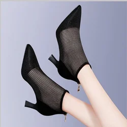 Summer Clear Block Heels for Women Chunky Sandal Party Shoes Medium Heel Luxury Women's Sandals 2025 Black Elegant Orthopedic
