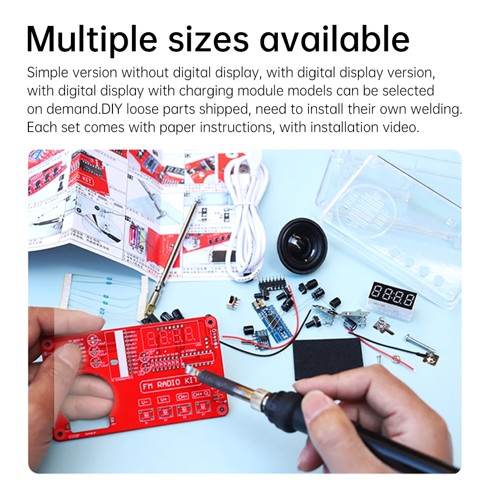 Rda5807 8002d (versão digital stc81k17) com display digital 50-108mhz rádio fm kit diy peças de prática de soldagem