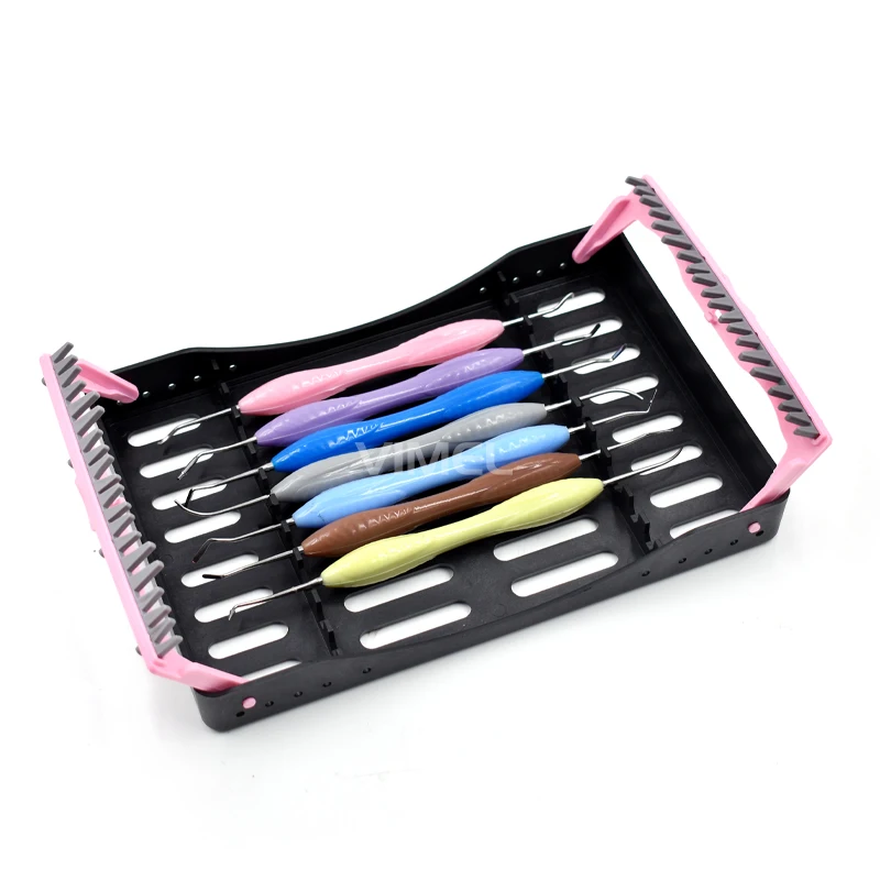 

Dental Composite Filling Restorative Instrument 7pcs Silicone Handle Teeth Restoration Kit with Autoclavable Box Dentistry Tool