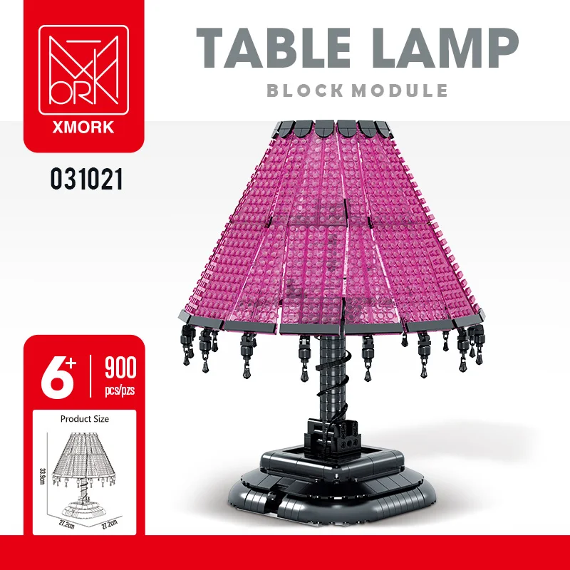 

031021 City Retro Desk Lamp Model Building Blocks Creative DIY Decoration Table Lamp With LED Light Bricks Toy For Children Gift