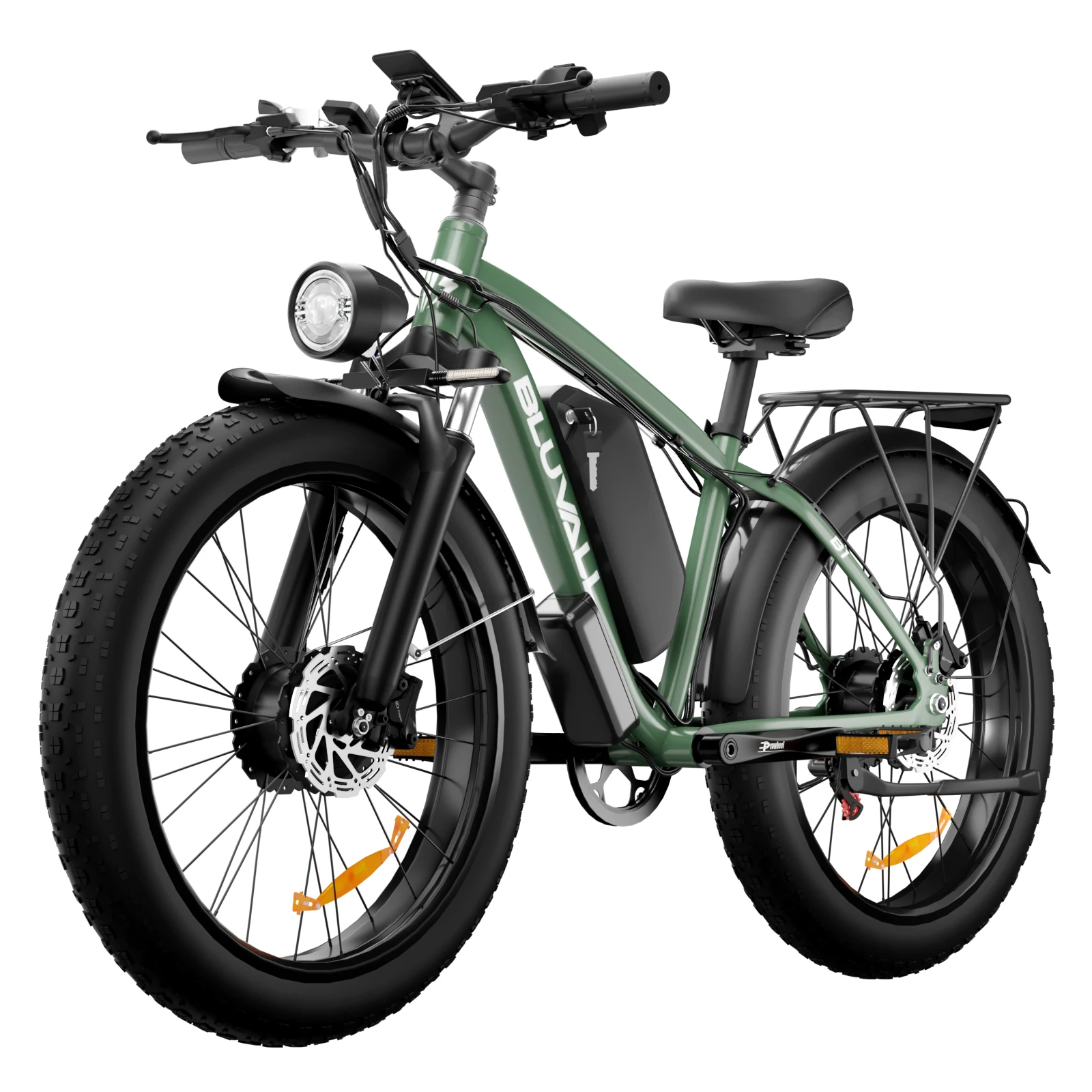 US Stock B1 Electric Bike Adults 5000W Peak 1500W*2 AWD Motor 48V 25Ah Battery 180N.m Torque 37MPH Fat Tire Ebike 26x4.0 All-Terrain Bicycle image 3