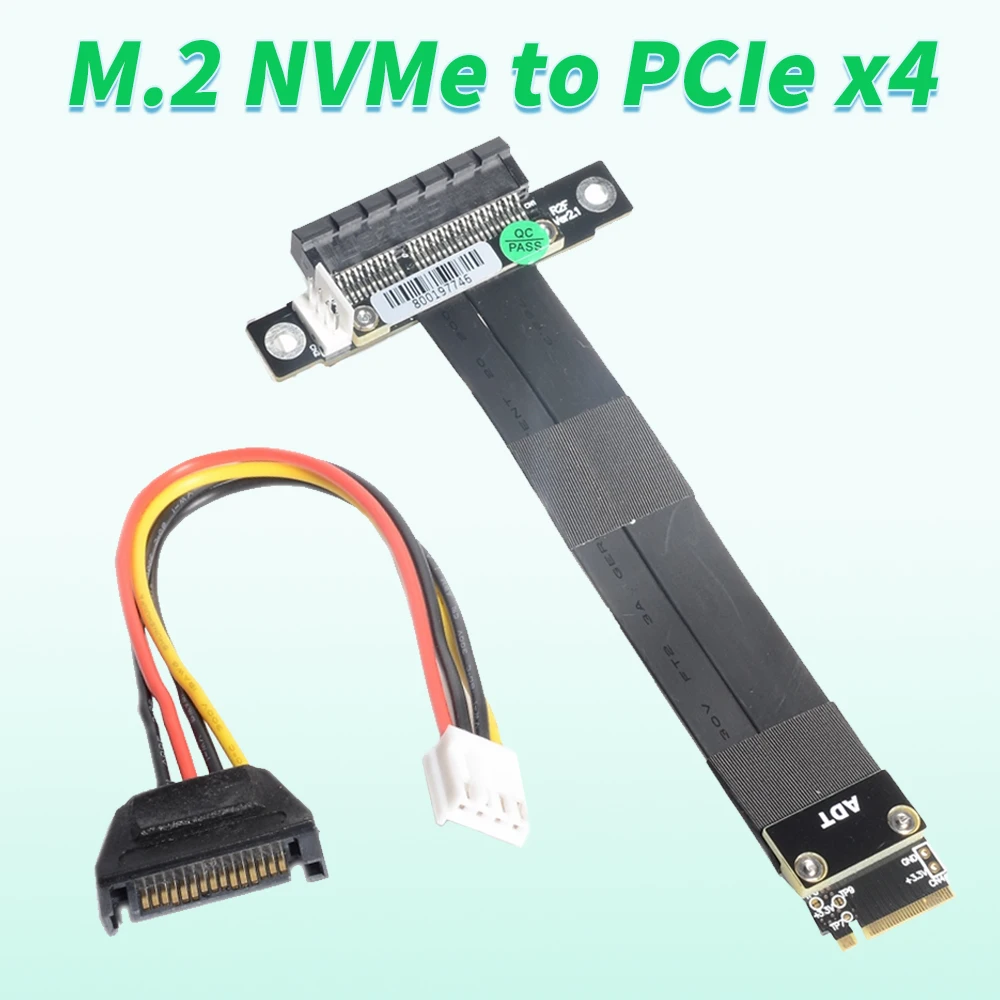 R42SF 10CM PCIe x4 3.0 Extension Cable PCI Express 4x To M.2 M Key 2280 Riser Card Gen3.0 Extender Line 32G/bps