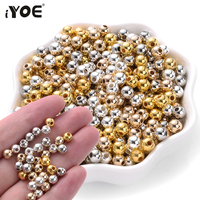 iYOE 3mm Gold Color CCB Spacer Beads Plastic Plated Round Ball Seed Beads For Jewelry Making Bracelet Phone Chain