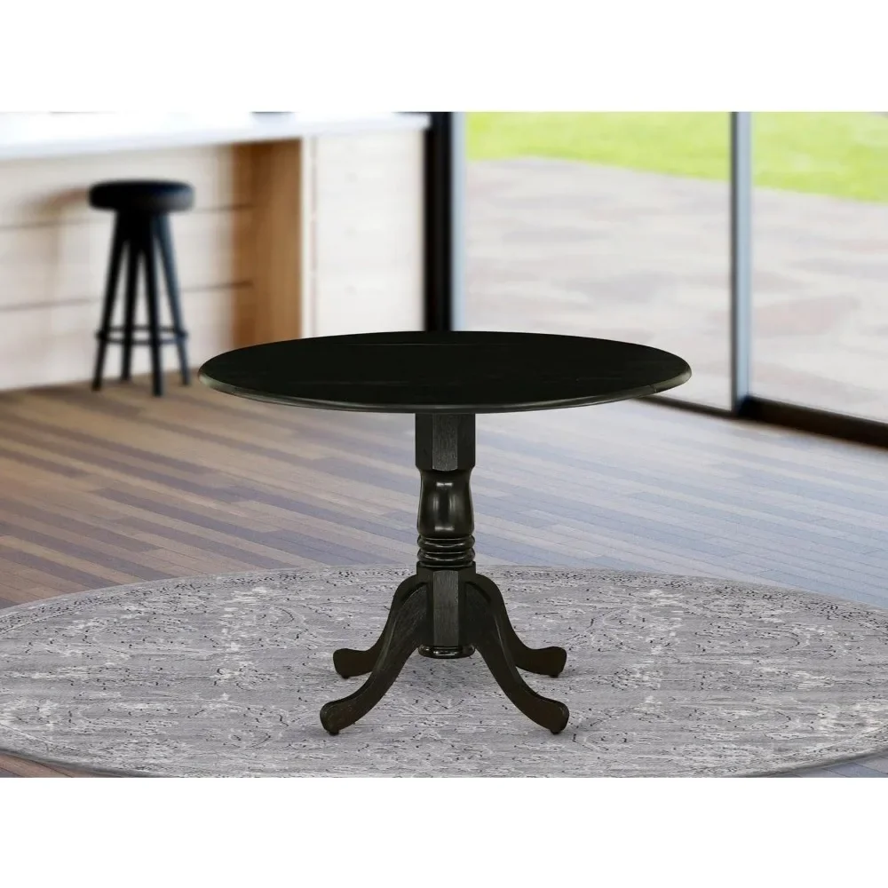 DLT-ABK-TP Dublin Dining Table - a Round Wooden Table Top with Dropleaf & Pedestal Base, 42x42 Inch, Wirebru