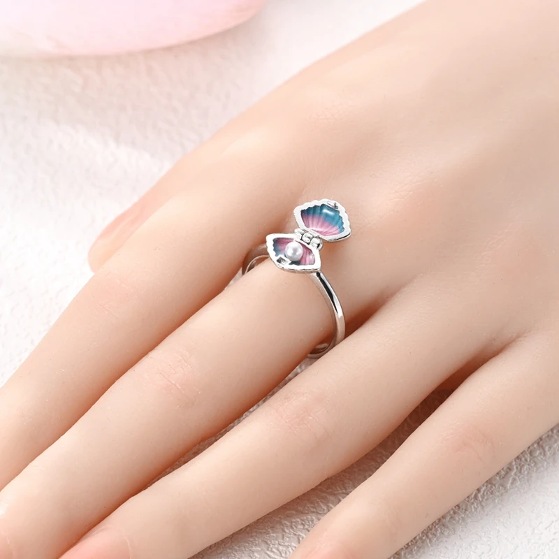 Original 925 Sterling Silver Seashell Open Rings For Women Girls Jewelry Birthday Anniversary Gifts view 5