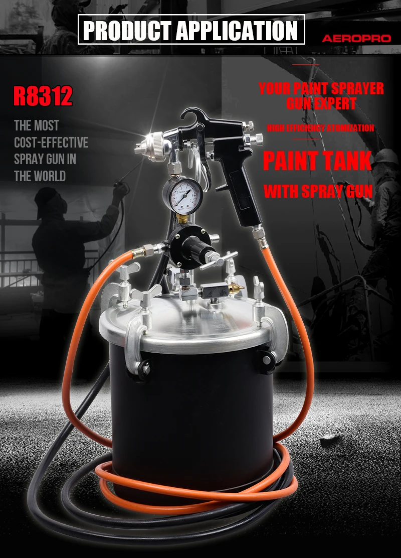 AEROPRO A8312 Quality Automatic Mixing Paint tank  Cup Volume High Pressure DIY Grade 10L Pneumatic Power Source