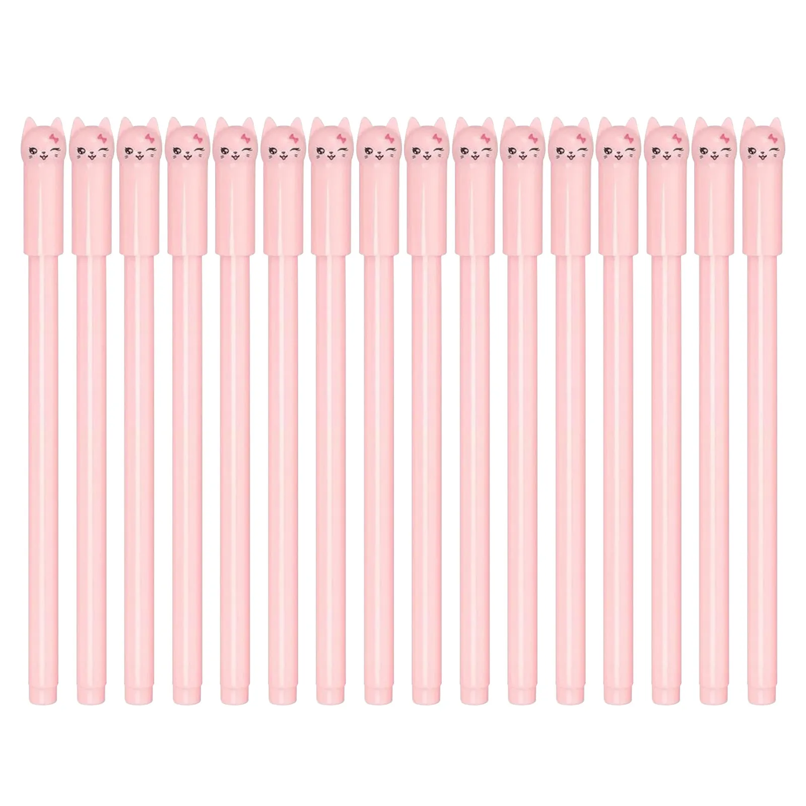 50本入りゲルインクペン-猫キャップ付き漫画ボールペン-かわいい学用品-学生文房具-パーティーグッズ