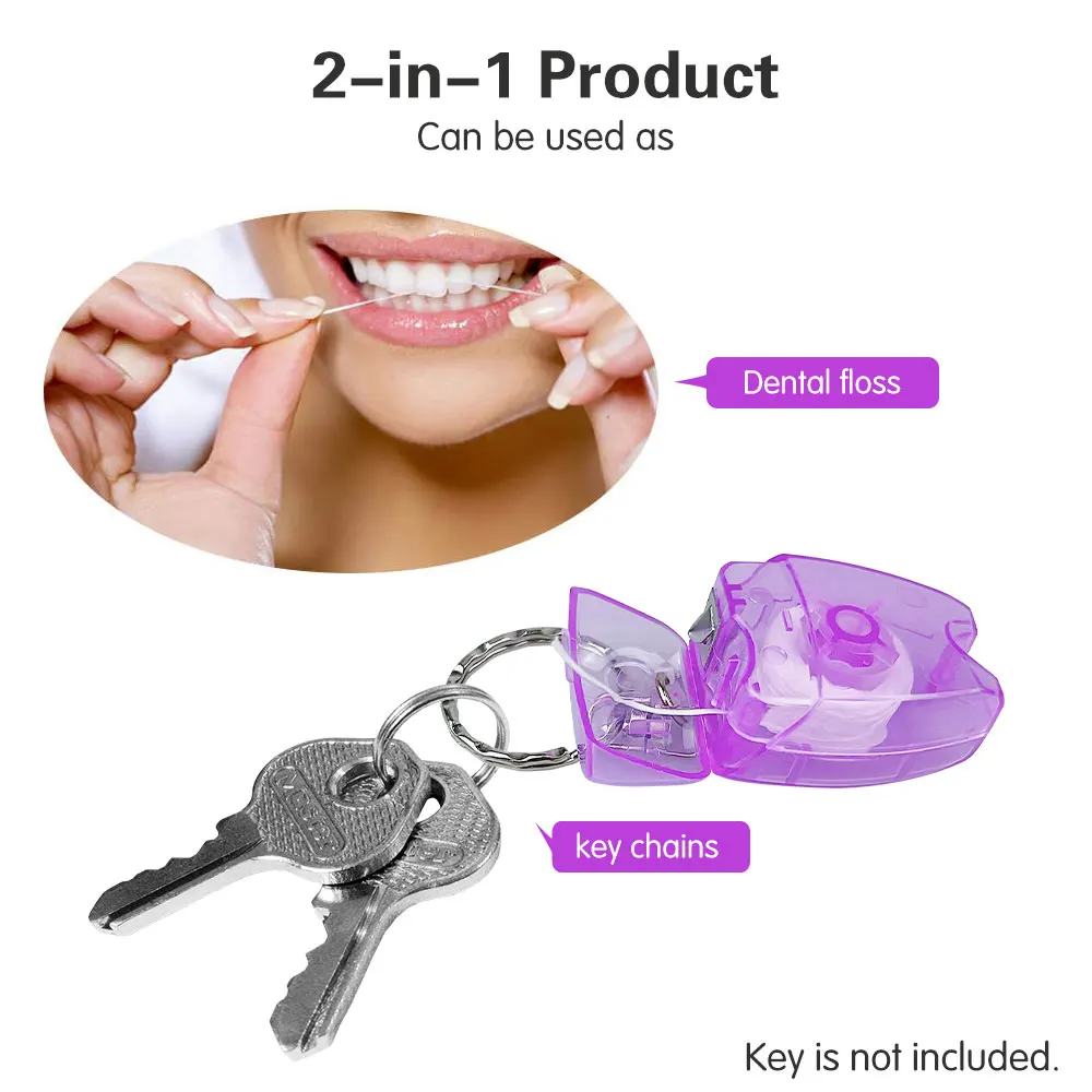 Caixa dental portátil do fio dental, keychain ultra-fino, remoção da hortelã, limpeza oral, 1pcs