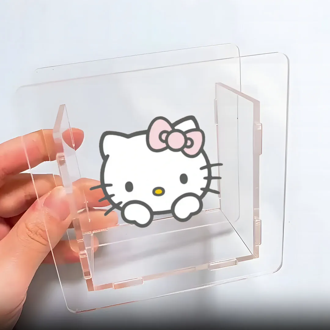 Hello Kitty Pen Holder Cute Cartoon Creativity Acrylic Pencil Desktop Large Capacity Student Stationery Cosmetic Storage Box