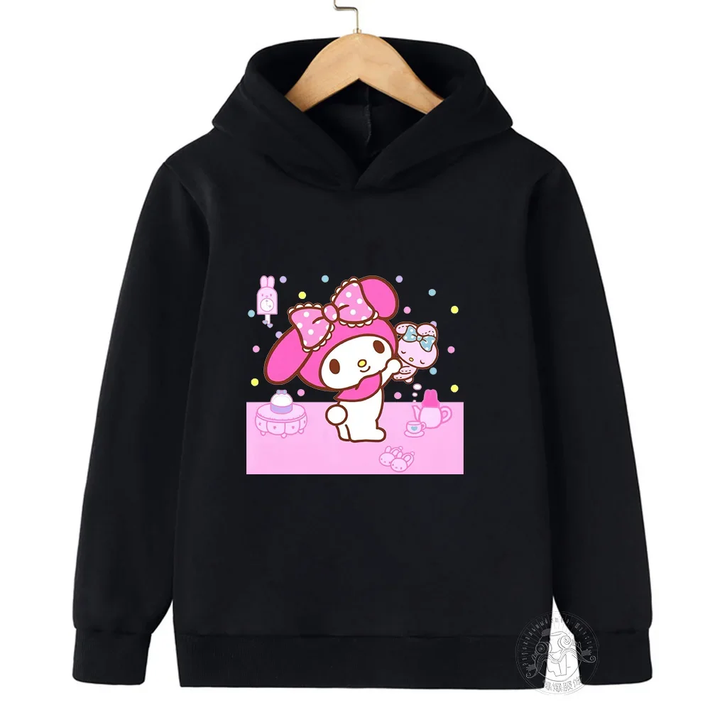 

Sweet and cute Sanrio Melody Printed Girls Casual Fashion Long Sleeve Top Fall and Winter Kids Outdoor Comfortable Warm Hoodie