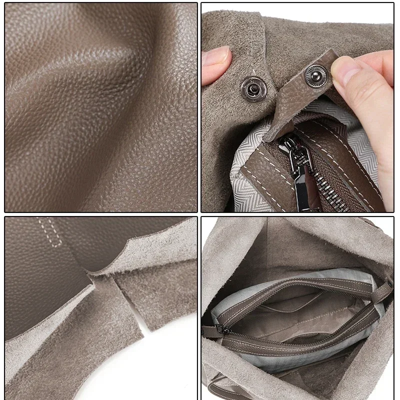 المرأة جلد البقر دلو حقيبة السيدات موضة فاخرة الطبيعية حقيقية جلد البقر حقائب كتف سيدة حقائب اليد عادية للإناث