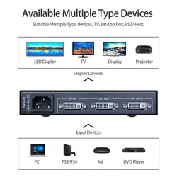 DVI Video Splitter 1 Input 2 Output 1920X1080@60HZ Support Synchronous Output for Projector Monitor Computer Model AMS-D1S2