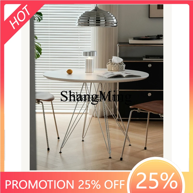

SM slab dining table round table simple modern small apartment dining table and chairs