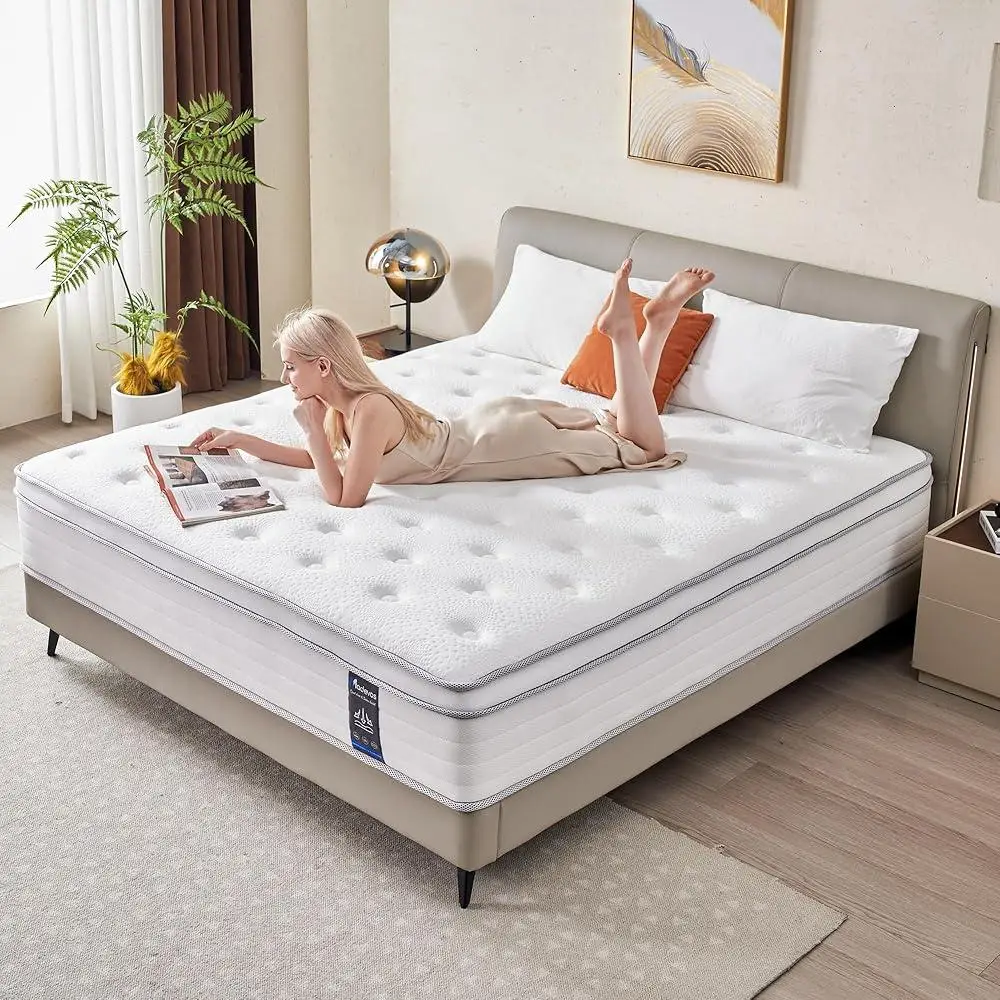 12 Inch Queen Hybrid Mattress Memory Foam Pocket Springs Soft Breathable Medium Firm Pressure Relief Low Motion Transfer
