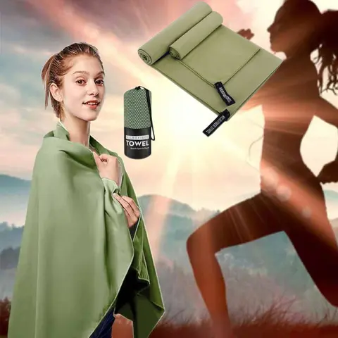 2pcs 육군 녹색 극세사 피트니스 타월, 땀 흡수 스포츠 타월, 요가 타월, 피트니스 타월, 피트니스 타월, 여행에 적합