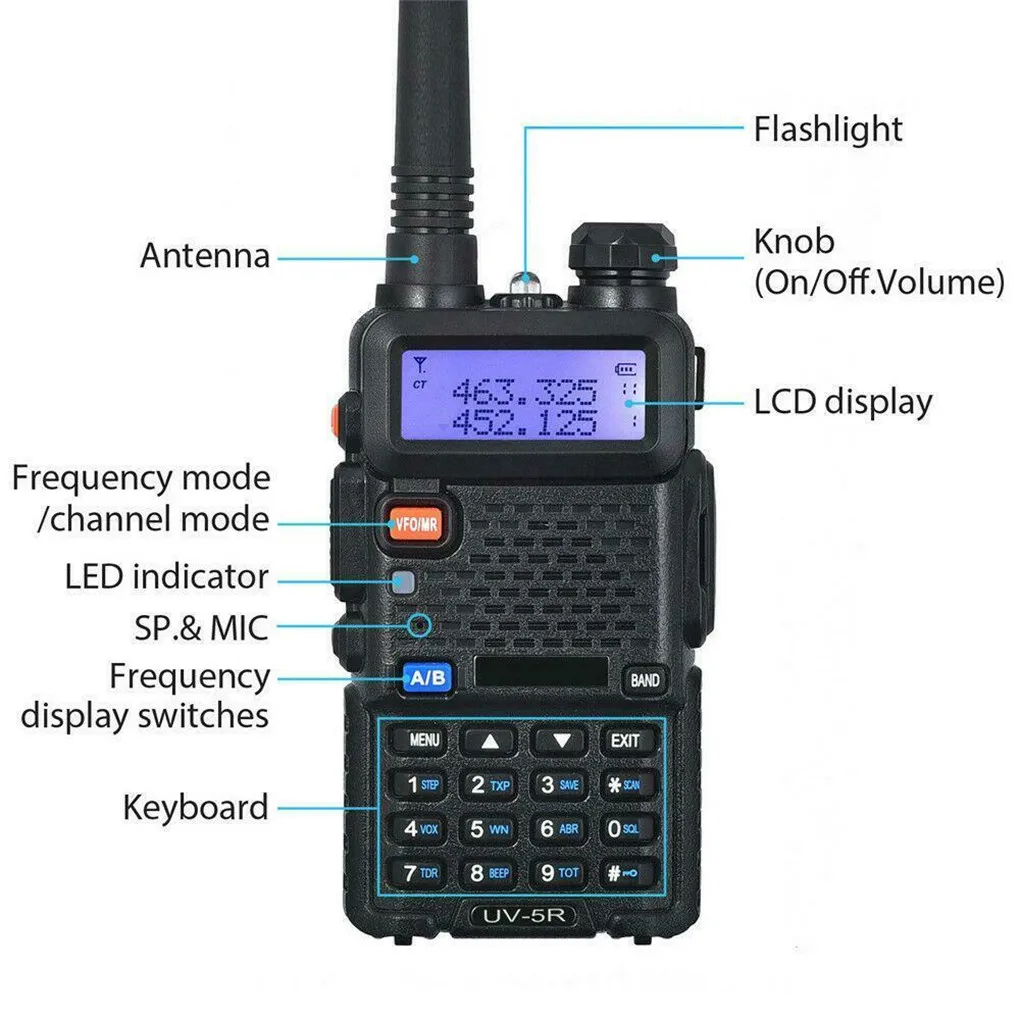 Plastic Housing Walkie Talkie Handheld LCD Display Two-Way Radio Interphone