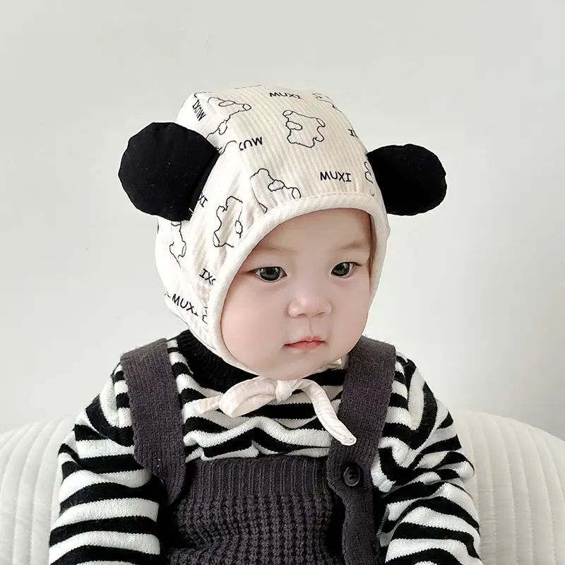 

Cute Spring Autumn Baby Hat Cartoon Rabbit Bear Print Newborn Infant Ear Protection Cap Toddler Boy Girl Windproof Warm Beanie