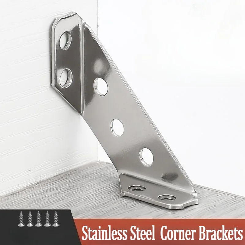 

6PCS Stainless Steel 90 Degree Corner Brackets Thickened L-Shaped Right Angle Support Furniture Cabinet Hardware Fasteners