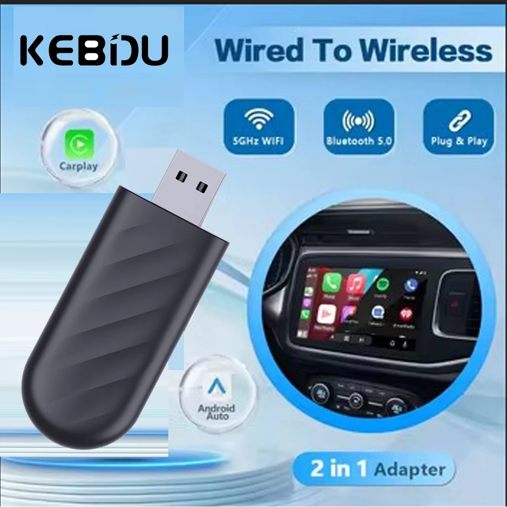 

2024New Mini CarPlay Wireless Adapter Car Play Dongle Bluetooth WiFi Fast Connect Plug and Play for OEM Wired CarPlay Car