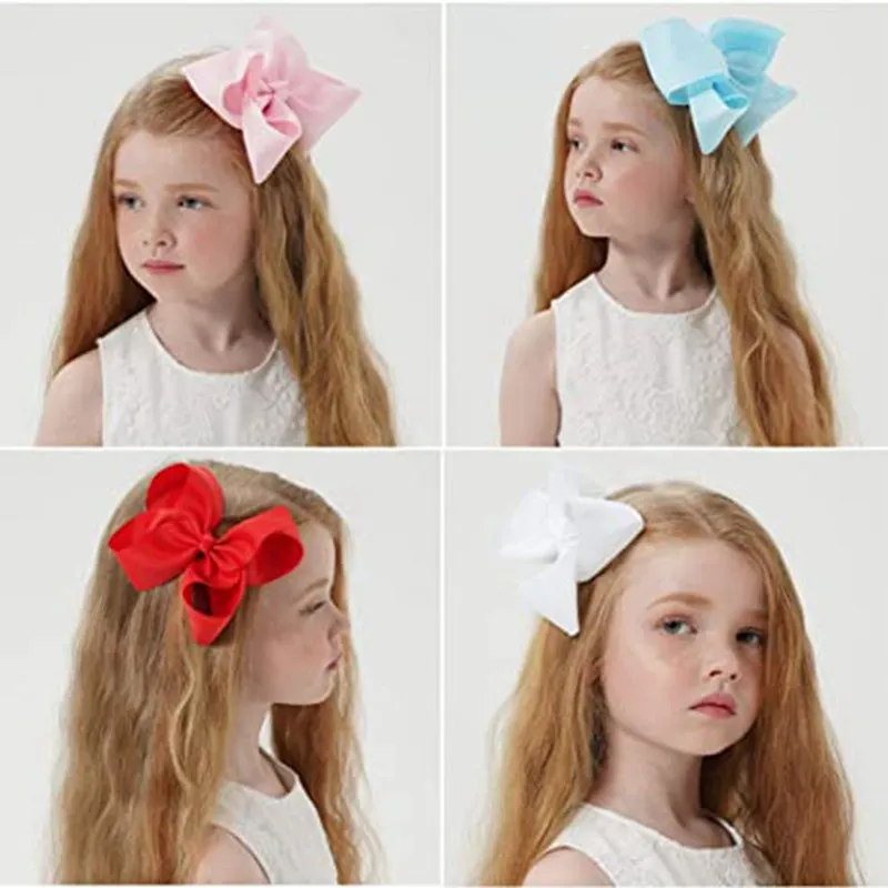 Grosgrain Ribbon Hair Bows com clipes para meninas, grampos de cabelo grandes, grampos Boutique, presilhas, acessórios para cabelos infantis, fofos,