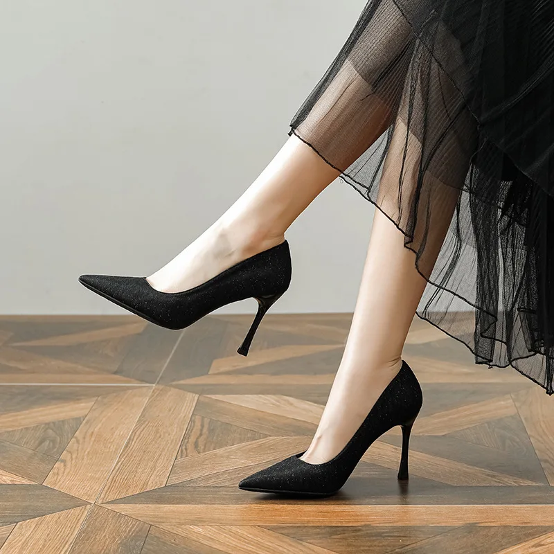 Size 30-44 Pointed Stiletto Heel High Heels Women Pumps Sexy Black Heels