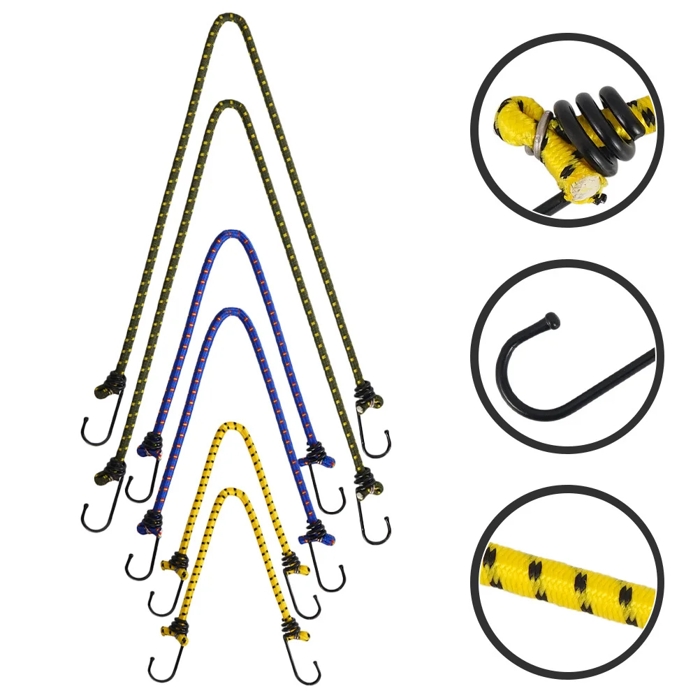 

6Pcs Bungee Cords Elastic Rubber Ropes Wear-Resistant Heavy Duty Outdoor Camping Tent Luggage Binding Cargo Fixing