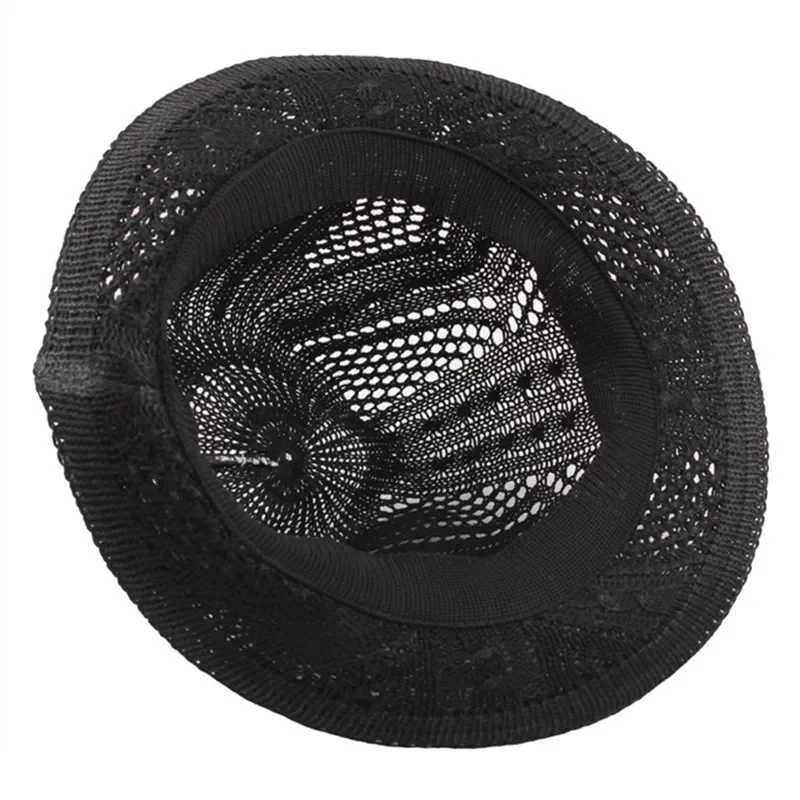 Летние унисекс вязаные сетчатые дышащие загнутые шляпы-федоры для мужчин и женщин Панама модная вентилируемая джазовая пляжная шляпа