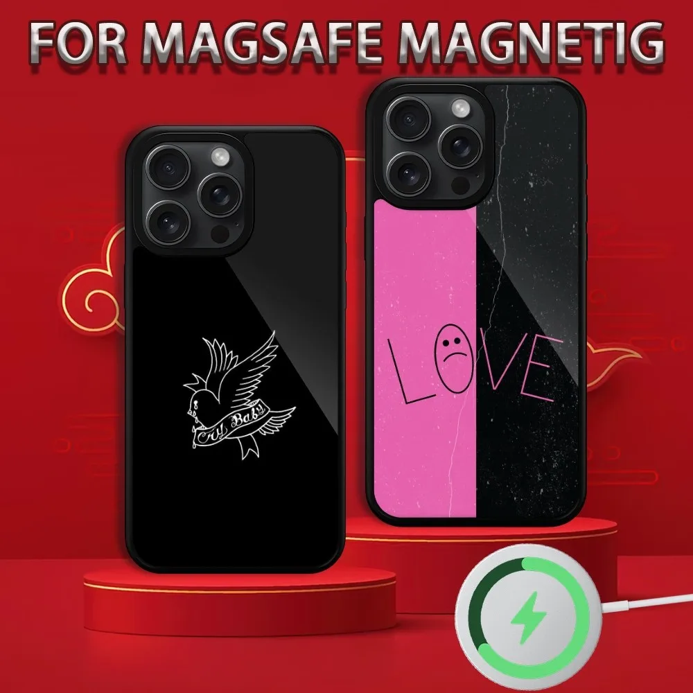 rapper L-Lil Peep  Phone Case For iPhone 15 14 13 12 11 Pro Max Plus Magsafe Magnetic Wireless Charging Cover