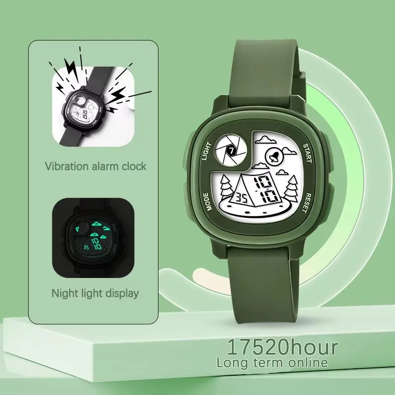 Kinderen elektronisch horloge sport gepersonaliseerde jongens en meisjes wekker timing waterdicht student cijfer polshorloge