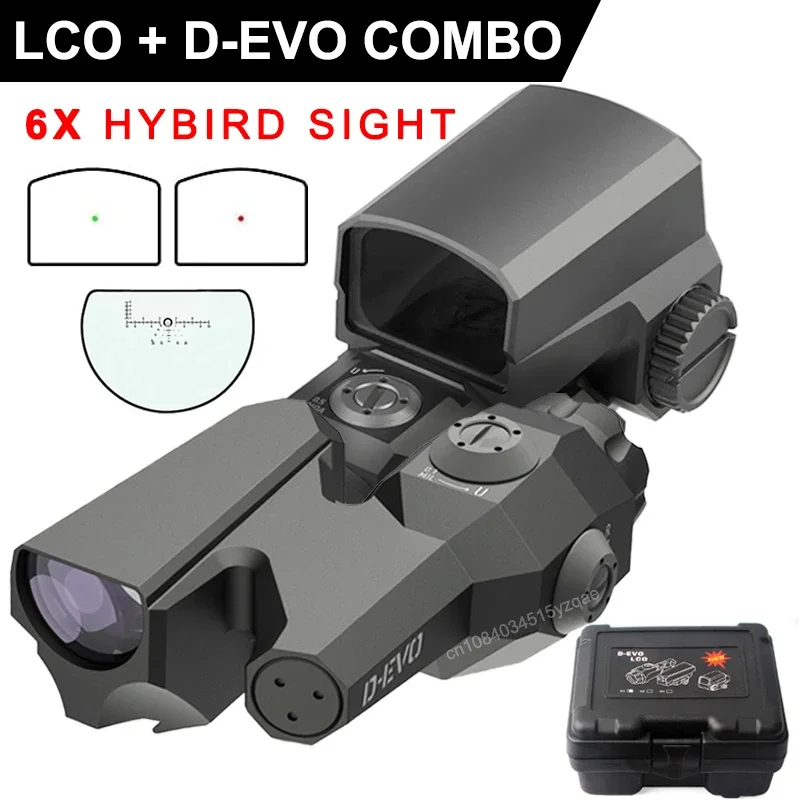 

Tactical D-EVO & LCO 6X Red Dot Magnifier Sight Combo Dual-Enhanced View CMR-W Reticle Carbine Rifle Scope Picatinny Rail Mount