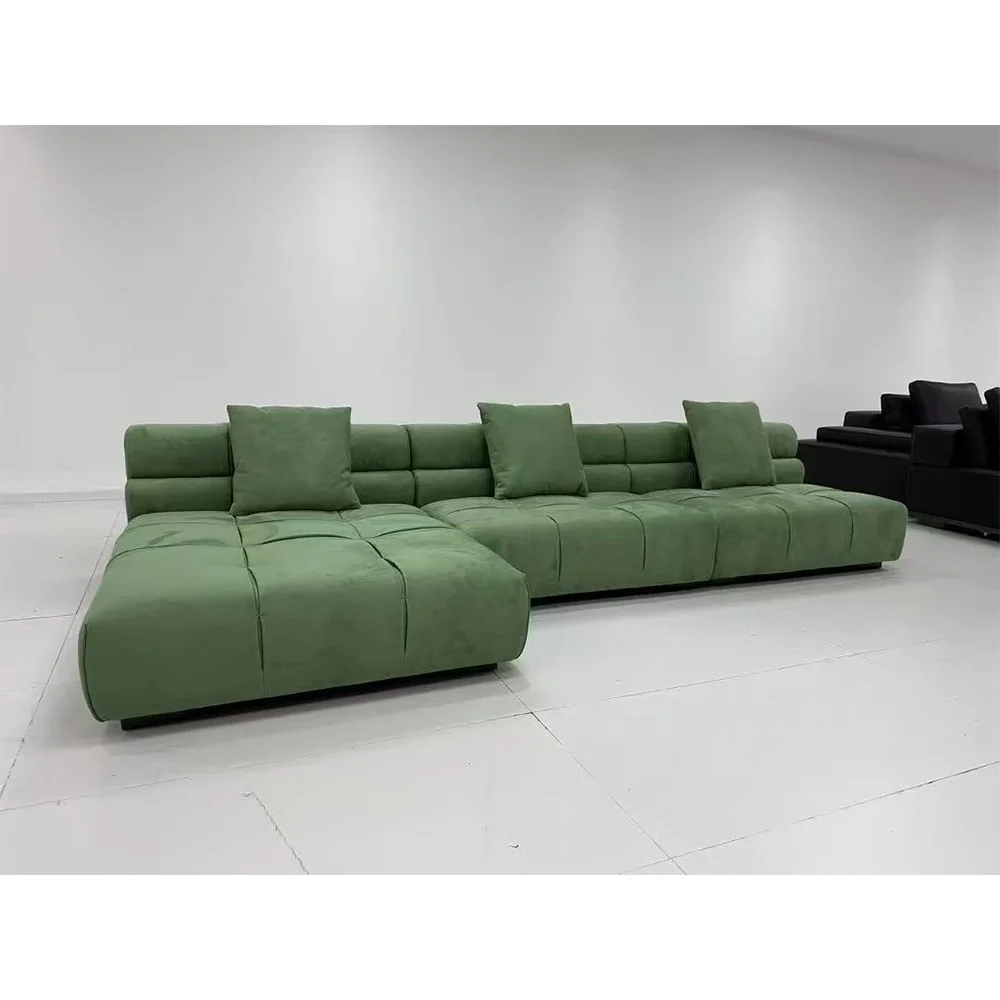 Sofá Modular en Forma de L Mario Bellini, Sofá Seccional Moderno de Tela Verde, Muebles Cómodos para Sala de Estar, para el Hogar