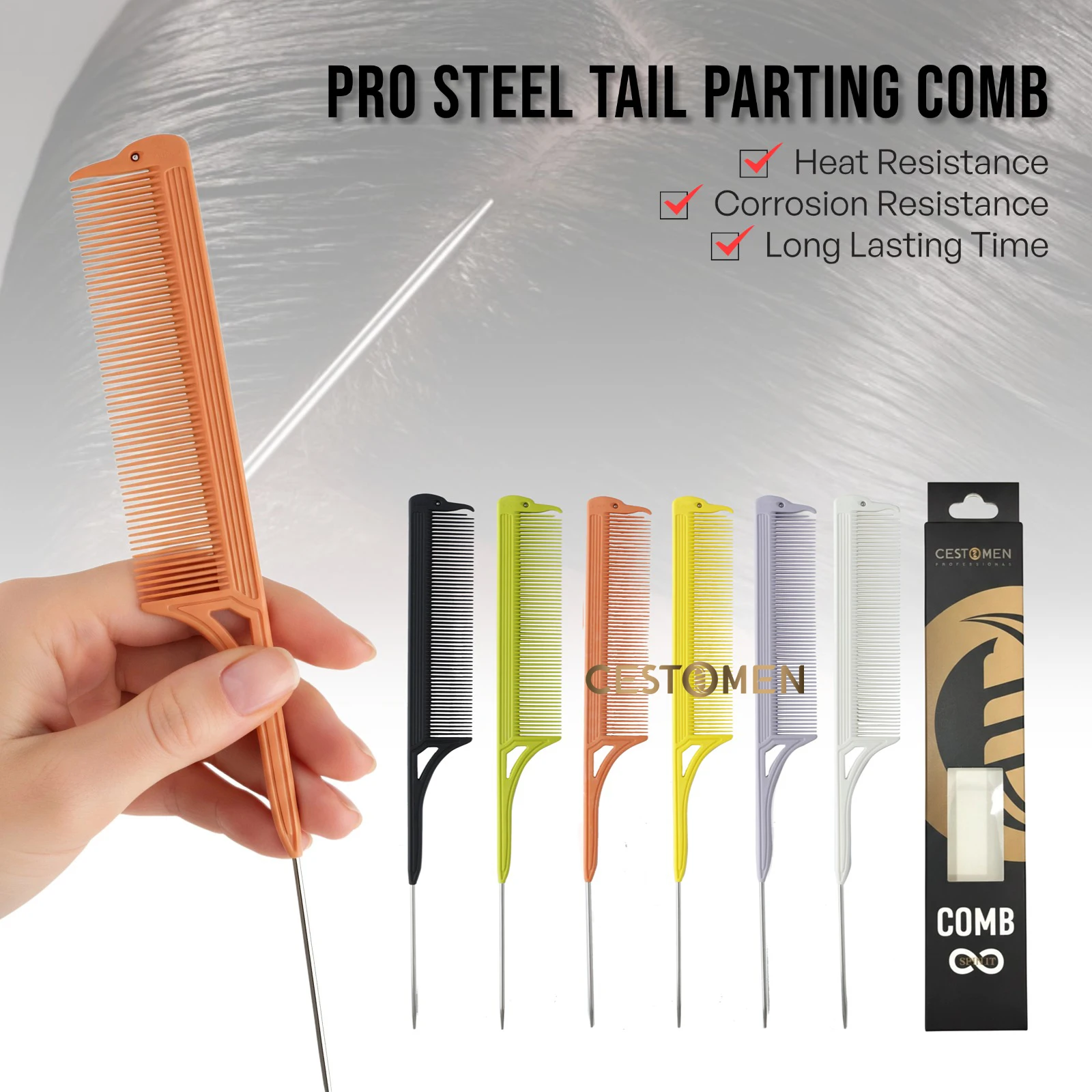 1Pcs New Professional Rat Tail Comb Barber Fine Tooth Styling Comb Hair Cutting Parting for Salon Hairdresser Tools