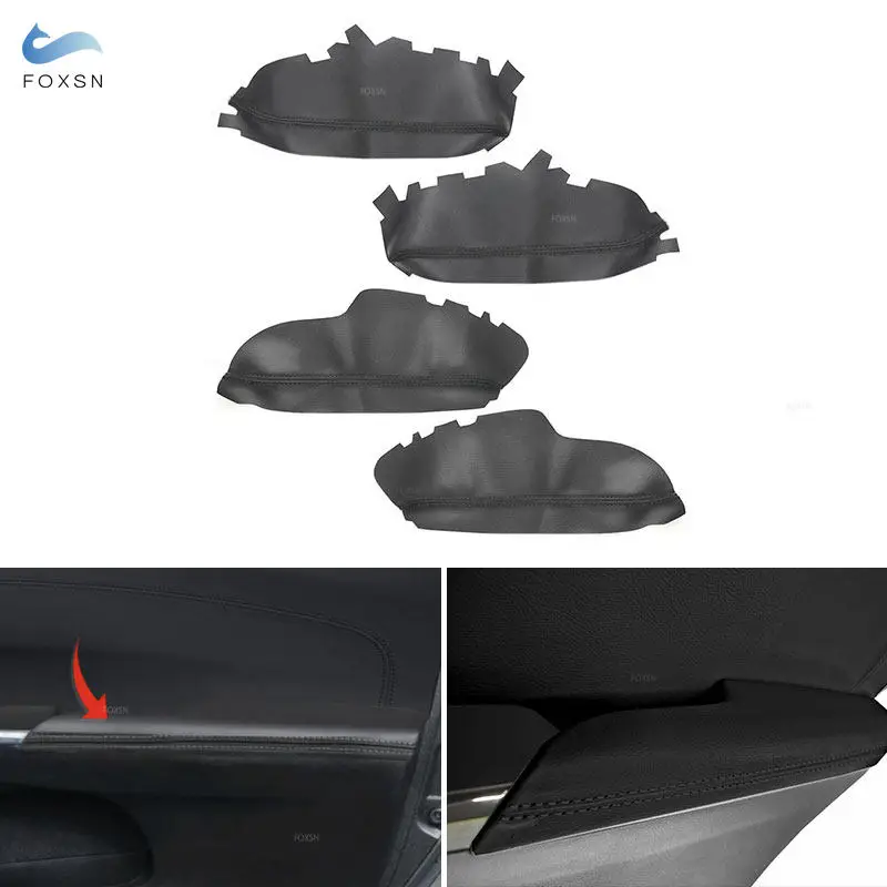 4pcs For Toyota Avalon 2013 2014 2015 2016 2017 2018 Car Door Handle Armrest Panel Black Microfiber Leather Cover With Tools