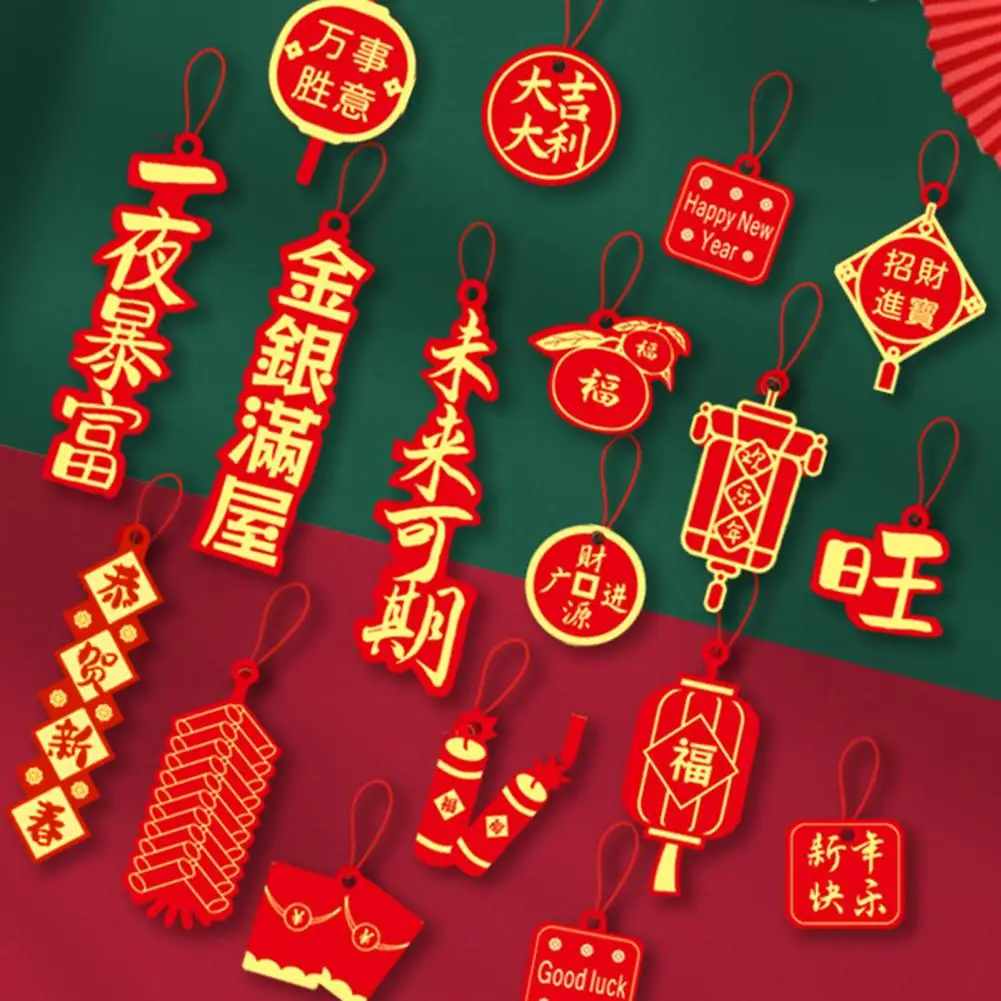 New Year Pendant Exquisite Workmanship Hanging Ornament Festive Hanging Ornament Set Envelopes Lanterns Shape Chinese for Home