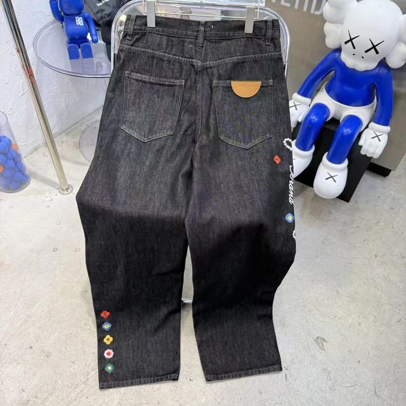 メンズ Goodbrand ジーンズトレンドヒップホップオリジナルラベルズボンアメリカンレトロカラフルな花の刺繍 GOODBRAND デニムパンツ