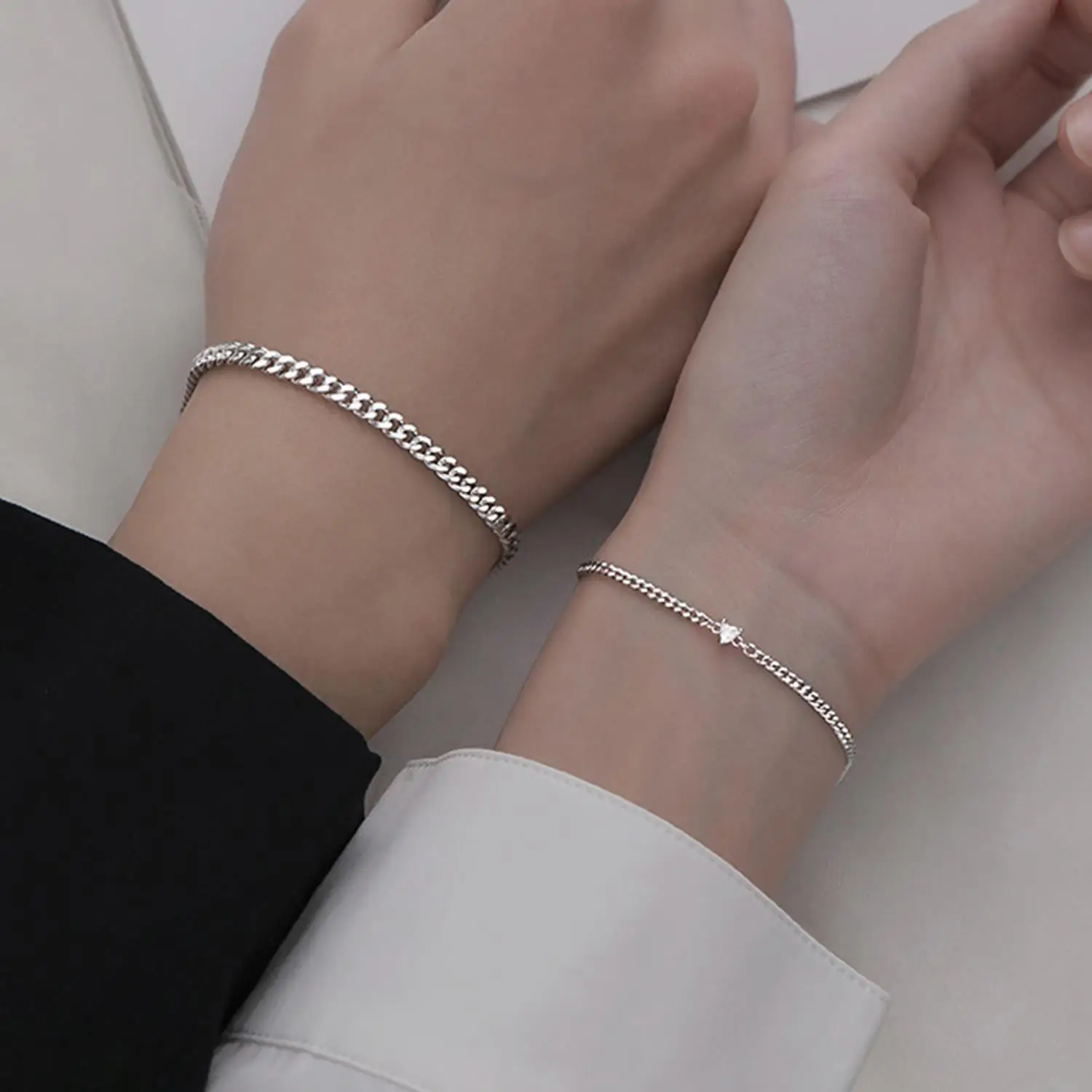 2 pçs simples e minimalista corrente de aço inoxidável pulseiras conjunto para homens moda rua chique pulseira feminina 2025 nova moda jóias