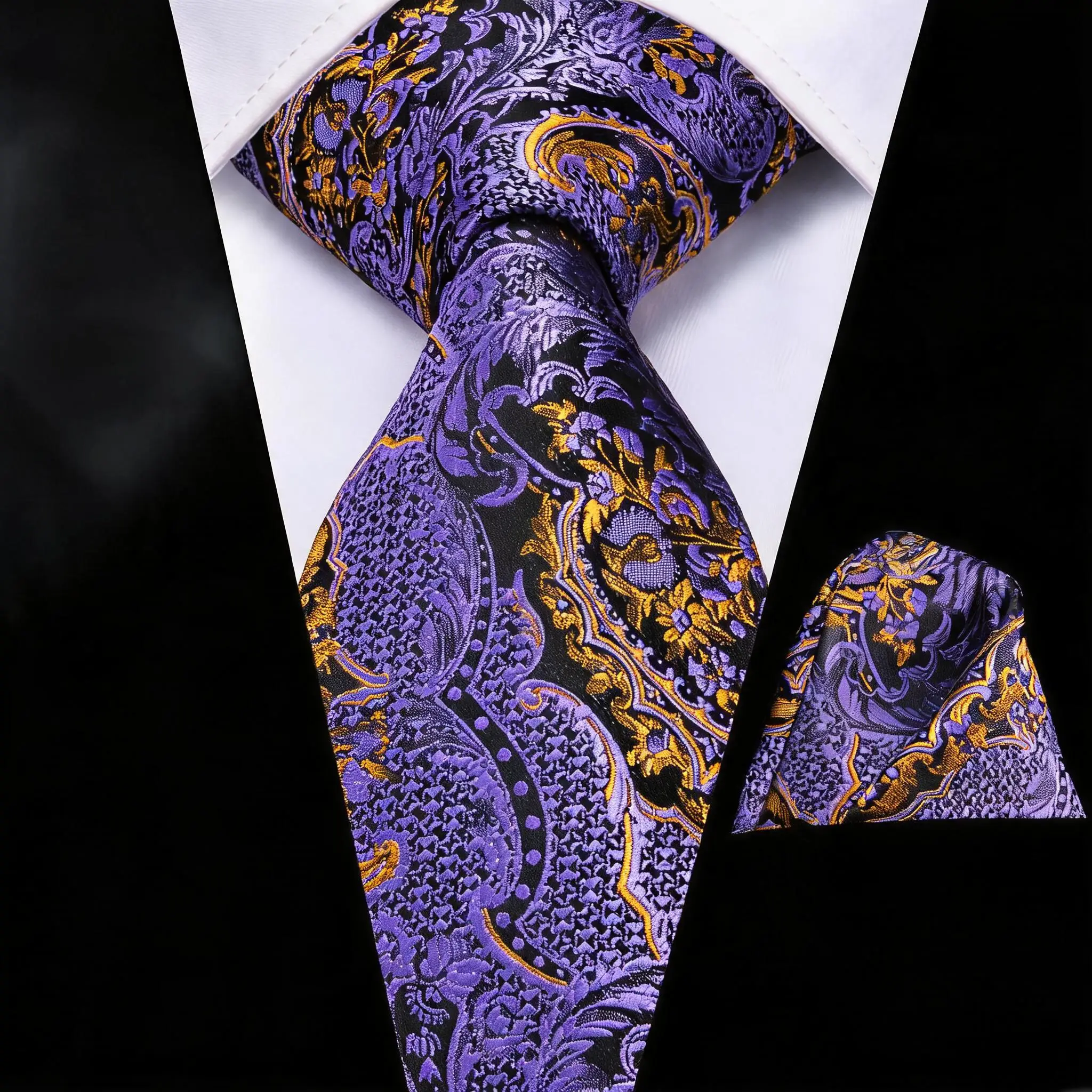 ربطة عنق وربطة جيب من الجاكار - مراجعة Men Formal Wear Purple وسعره