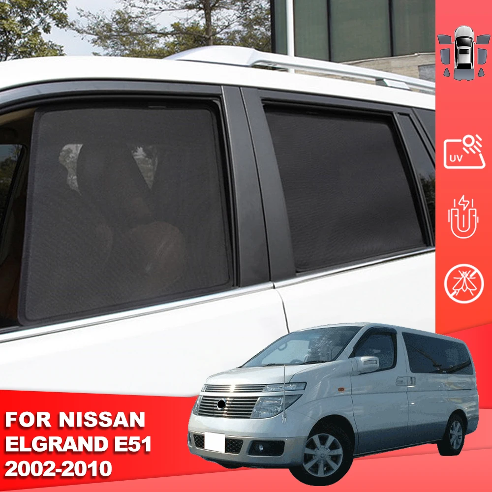 

For Nissan Elgrand E51 2002-2010 Magnetic Car Sunshade Shield Front Windshield Curtain Rear Side Baby Window Sun Shade Visor