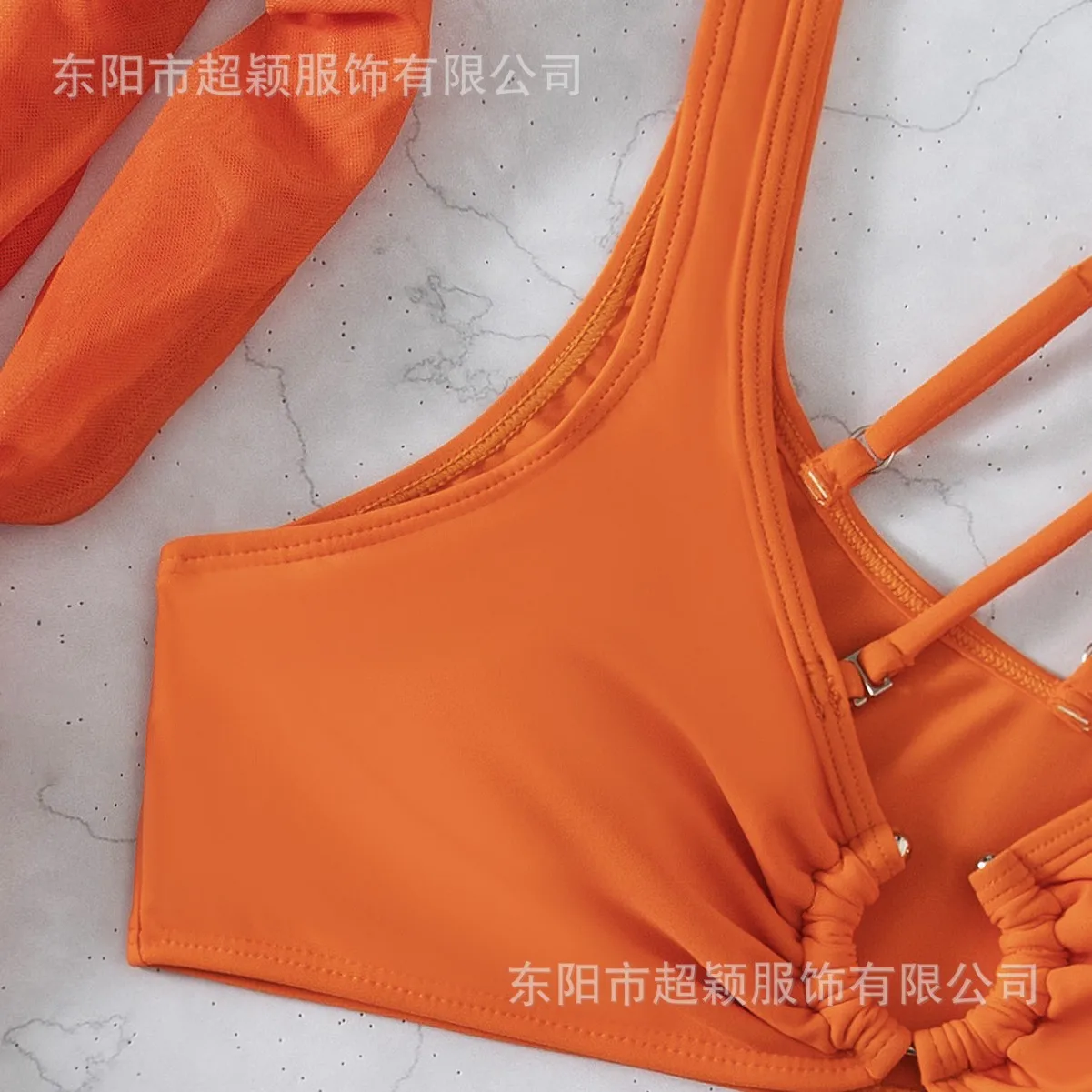Hot sale ins export solid color high waist three-piece swimsuit bikini 2025 new model