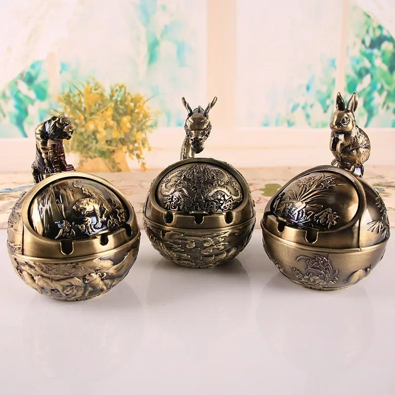 Animal Ashtray Ashtray of The Chinese Zodiac Metal Cigar Ashtray Living Room Office Smoking Accessories Portable Boyfriend Gifts