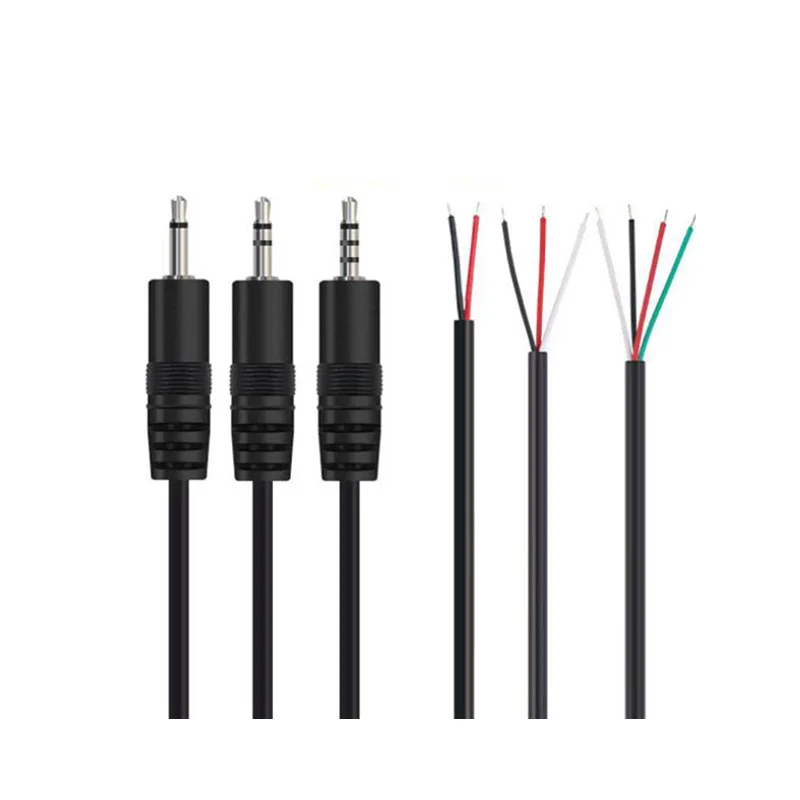 2.5mm 3.5mm cavo di riparazione Audio fai da te 2 poli 3 poli connettore filo maschio femmina spina 2pin 3pin AUX cavo di prolunga caricabatterie