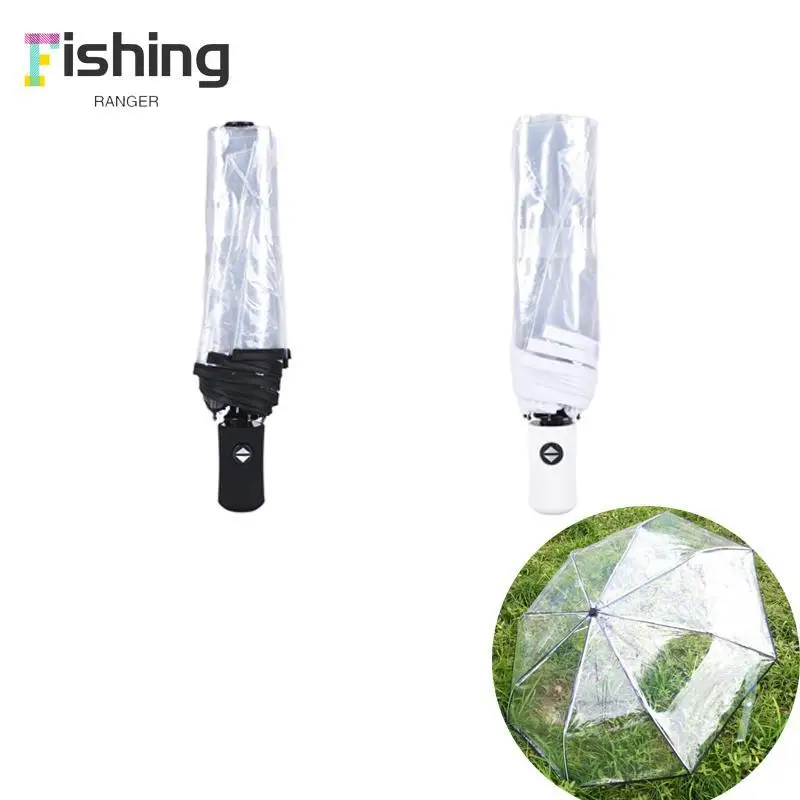 Automatic Open Close Fold Windproof Umbrella Compact Rain Transparent Clear