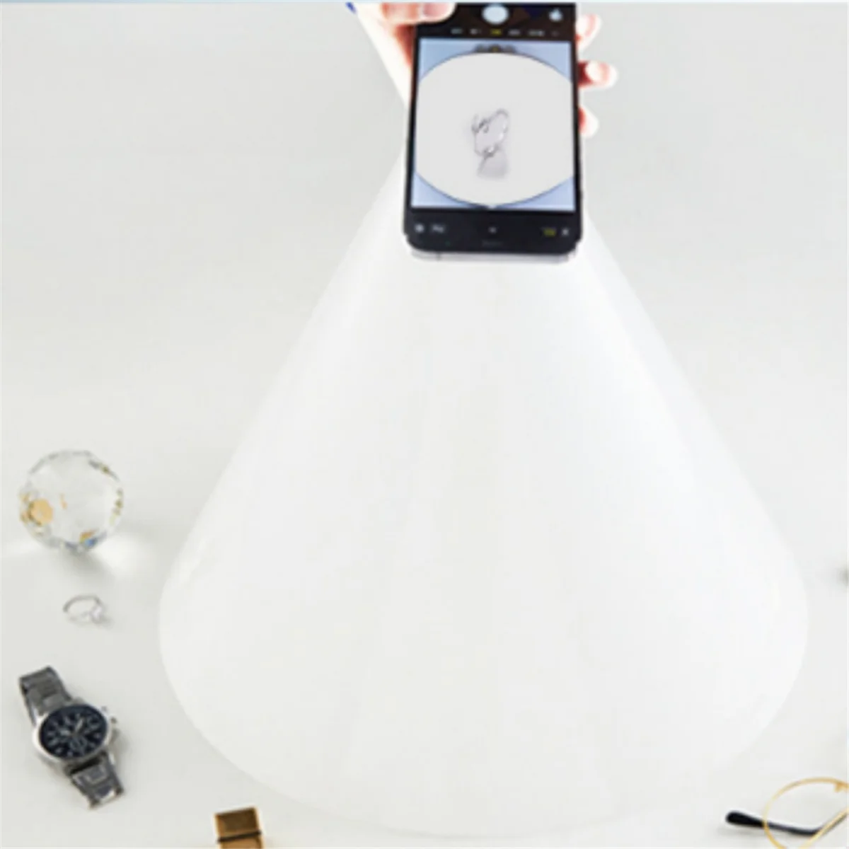 ناشر مخروطي محمول خفيف Softbox ، ملحقات التصوير الفوتوغرافي ، دعامة تجميع لمنتجات المجوهرات ، طقم استوديو الأضواء الكاشفة