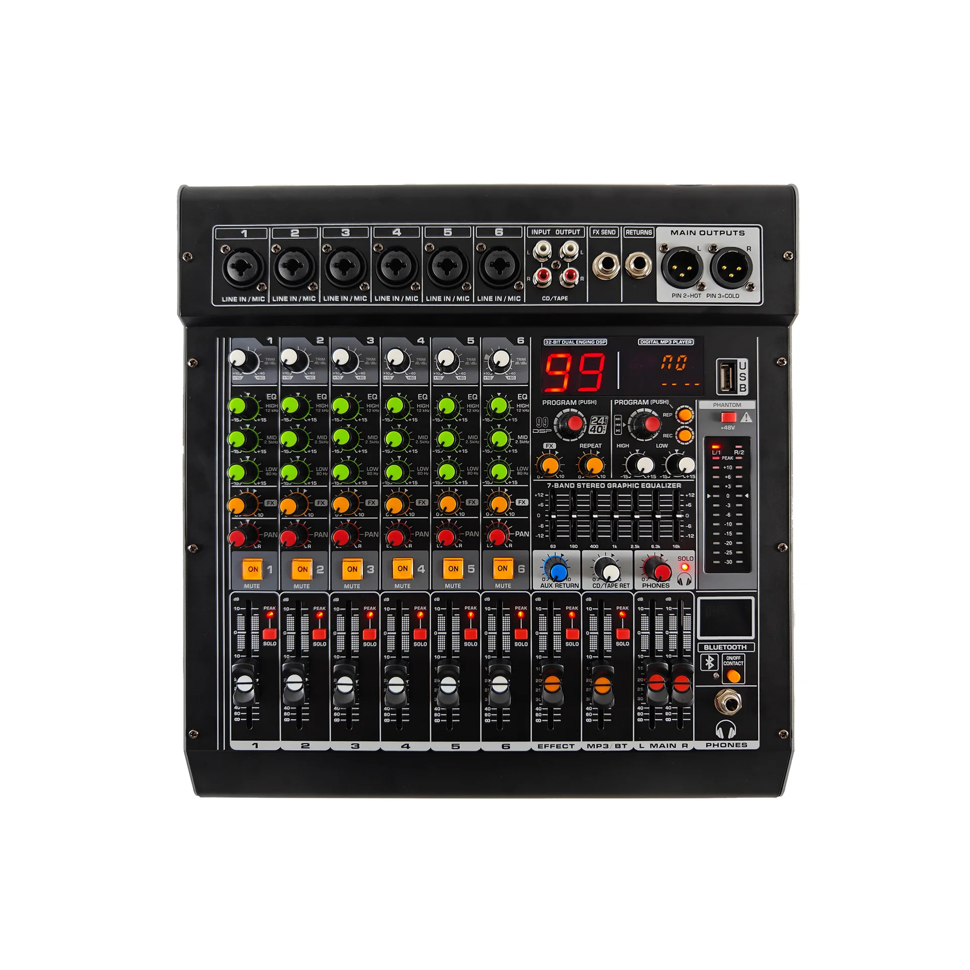 With balanced USB equipment, the equipment is suitable for family outdoor wedding stage professional live broadcast small mixer